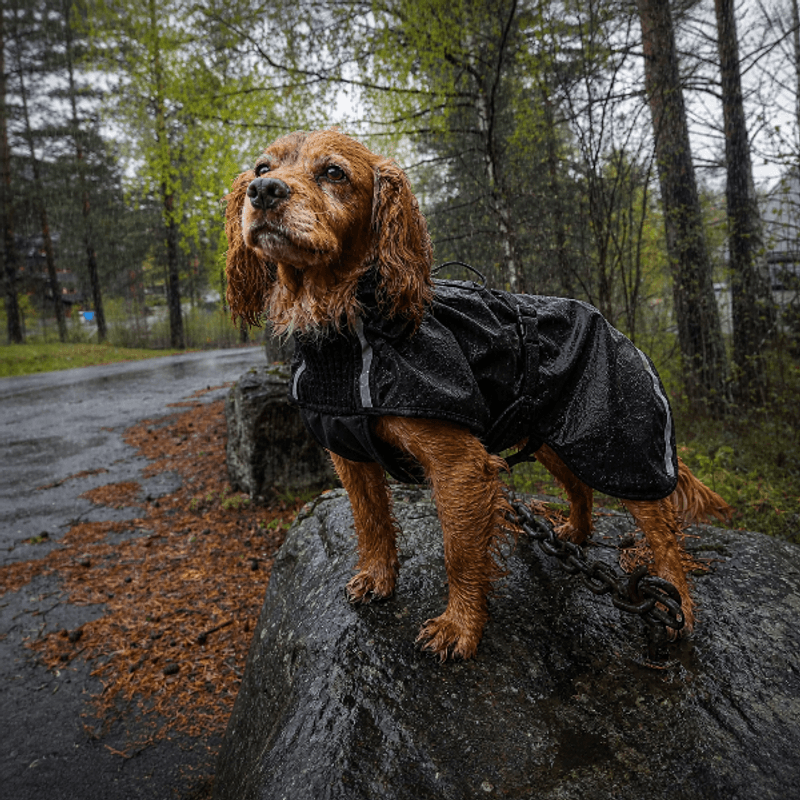 Cover black wind / rain coat for dogs